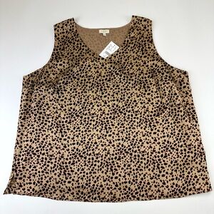 Laura Plus NEW Leopard Print Sleeveless Blouse Size 22 Neutral Animal Top